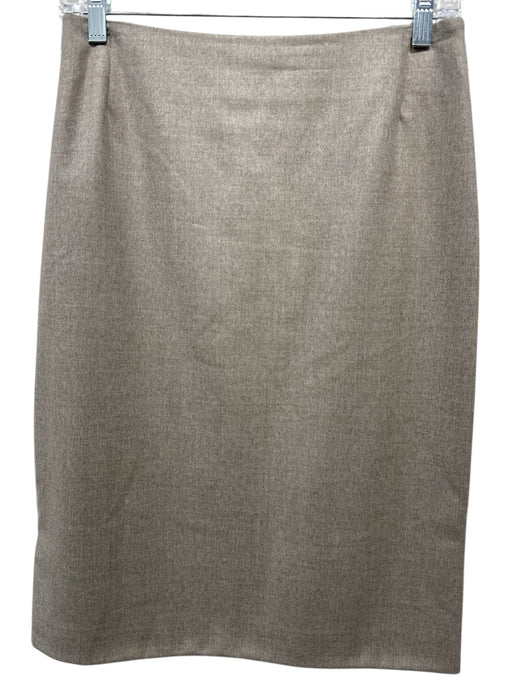 Akris Size 8 Taupe Biege Wool Heathered Knee Length Straight Pencil Skirt Skirt Taupe Biege / 8