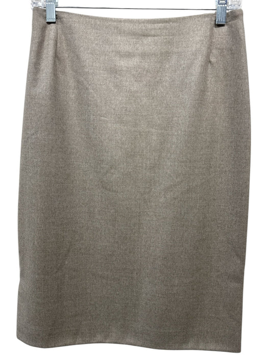 Akris Size 8 Taupe Biege Wool Heathered Knee Length Straight Pencil Skirt Skirt Taupe Biege / 8
