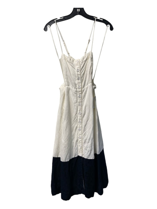 Maeve Size XSP Cream & Black Linen Blend Sleeveless Adjustable Straps Dress Cream & Black / XSP