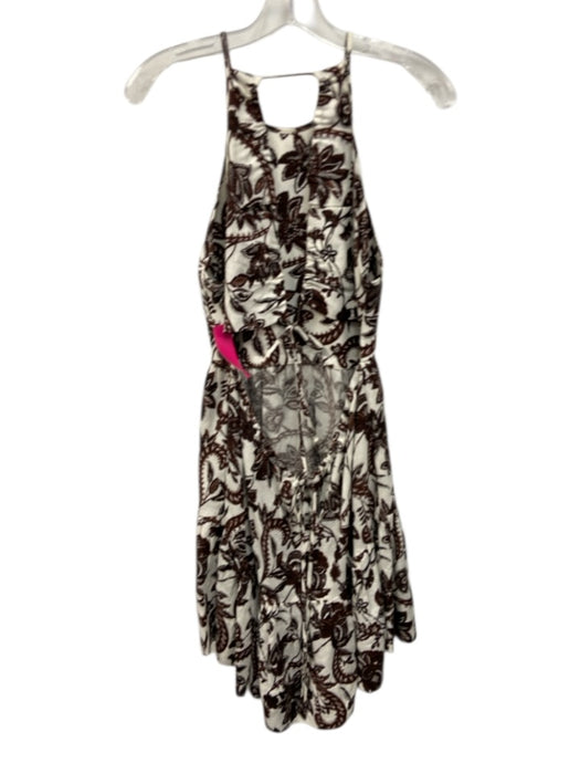 Shona Joy Size 4 Brown & White Linen Blend Sleeveless Printed Cut Out Dress Brown & White / 4