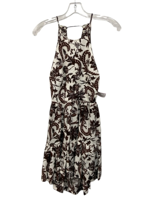Shona Joy Size 4 Brown & White Linen Blend Sleeveless Printed Cut Out Dress Brown & White / 4