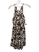 Shona Joy Size 4 Brown & White Linen Blend Sleeveless Printed Cut Out Dress Brown & White / 4