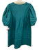 Olivia James Size XS Green Cotton V Neck Puff Sleeve Mini Dress Green / XS