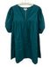 Olivia James Size XS Green Cotton V Neck Puff Sleeve Mini Dress Green / XS