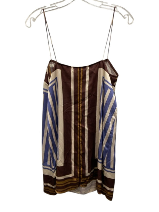 Reformation Size M Brown, white & blue Silk Spaghetti Strap Printed Mini Dress Brown, white & blue / M