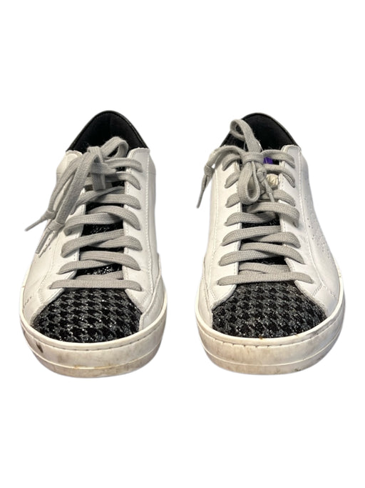 P448 Shoe Size 37 Black and silver Sparkle Silver Trim lace up Round Toe Shoes Black and silver / 37