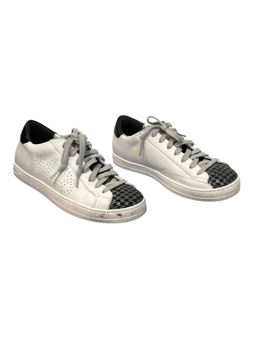 P448 Shoe Size 37 Black and silver Sparkle Silver Trim lace up Round Toe Shoes Black and silver / 37