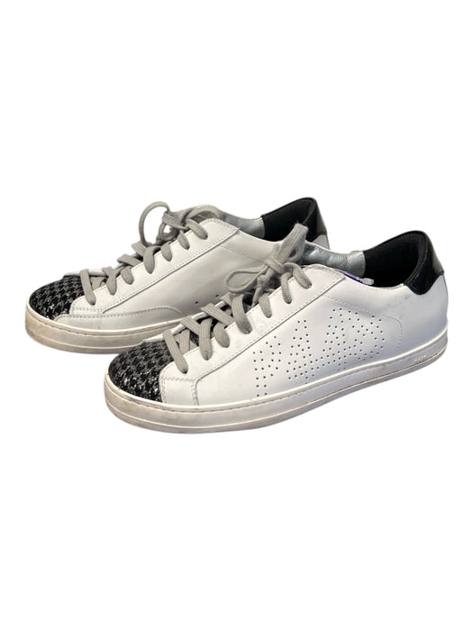 P448 Shoe Size 37 Black and silver Sparkle Silver Trim lace up Round Toe Shoes Black and silver / 37