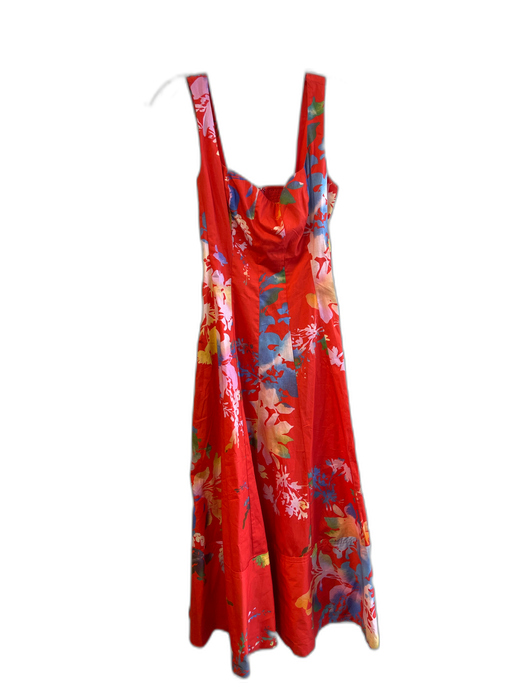 Anthropologie Size XS Red & Multi Cotton Sleeveless Floral Back Zip Dress Red & Multi / XS
