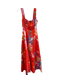 Anthropologie Size XS Red & Multi Cotton Sleeveless Floral Back Zip Dress Red & Multi / XS