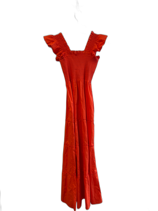 Quince Size S Orange Cotton Sleeveless Ruffle Detail Smocking Dress Orange / S