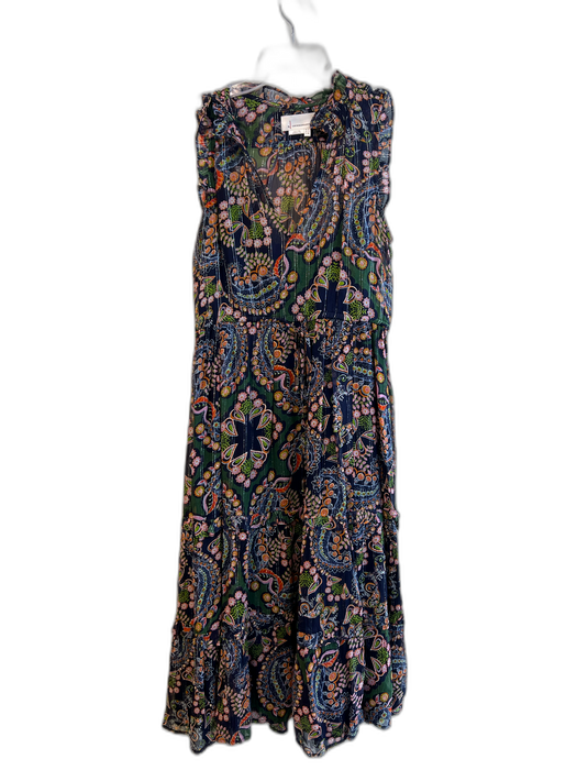 Anthropologie Size 4 Blue Green & Multi Viscose Sleeveless Floral Print Dress Blue Green & Multi / 4
