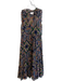 Anthropologie Size 4 Blue Green & Multi Viscose Sleeveless Floral Print Dress Blue Green & Multi / 4