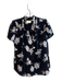Maeve Size S Black & White Viscose Short Sleeve Floral Print Tie Neck Top Black & White / S