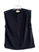 Nation Size S Black 100% Cotton Round Neck Solid Epaulet Sleeveless Top Black / S