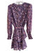Fate Size Est S Purple Polyester Metallic Thread Floral V Neck Long Sleeve Dress Purple / Est S