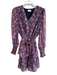 Fate Size Est S Purple Polyester Metallic Thread Floral V Neck Long Sleeve Dress Purple / Est S
