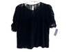 Anthropologie Size S Black Polyester Blend Lace Round Neck Keyhole Back Top Black / S