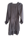 Current Air Size S Silver Polyester Satin smocked Pleated V Neck Dress Silver / S
