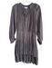 Current Air Size S Silver Polyester Satin smocked Pleated V Neck Dress Silver / S