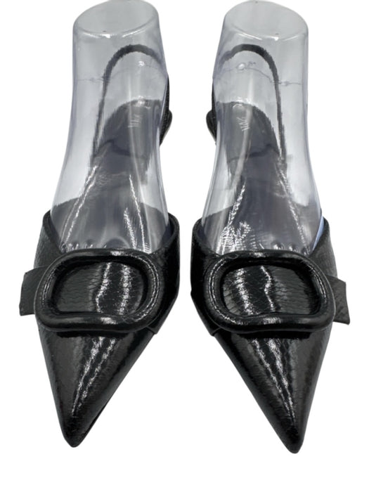 Zara Shoe Size 39 Black Synthetic Snake Embossed Pointed Toe Stiletto Sandals Black / 39