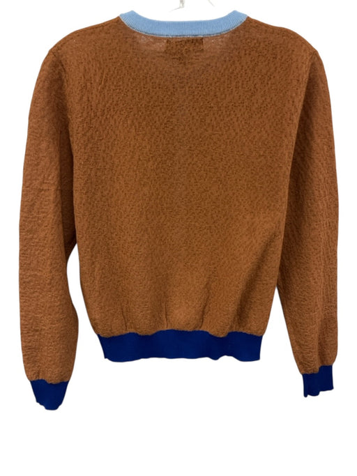 Zara Size S Brown & Blue Polyester Blend Long Sleeve Woven Button Up Sweater Brown & Blue / S