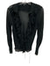 J Crew Size 2 Black Viscose Open Ruffle Trim Long Sleeve Tie Waist Top Black / 2