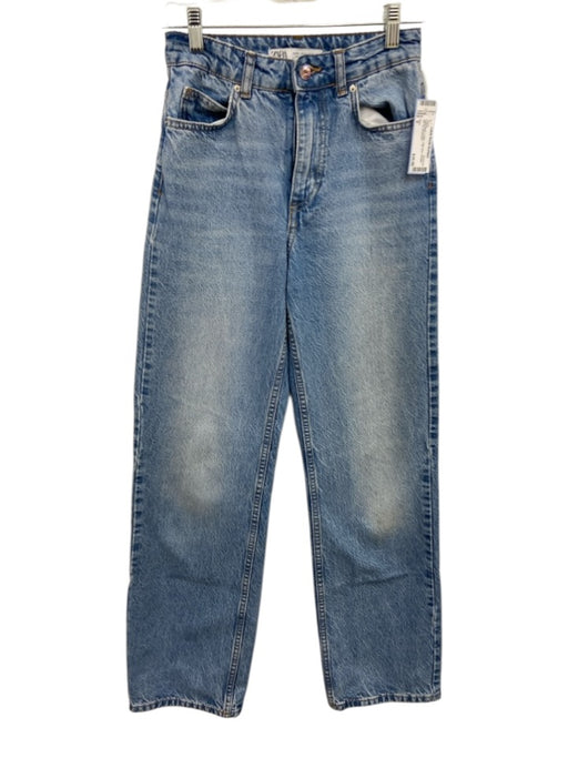 Zara Size 0 Light Wash Cotton High Rise Straight Zip Fly Jeans Light Wash / 0