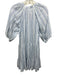 A Piece Apart Size XS White & Blue Cotton Long Sleeve Vertical Stripes Dress White & Blue / XS