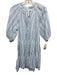A Piece Apart Size XS White & Blue Cotton Long Sleeve Vertical Stripes Dress White & Blue / XS