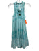 Ro's Garden Size S Turquoise & White Cotton Sleeveless Floral & Abstract Dress Turquoise & White / S