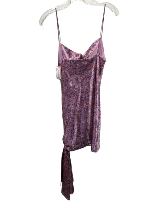 Cinq a Sept Size 4 Lavender, Red & Black Polyester Spaghetti Strap Paisley Dress Lavender, Red & Black / 4
