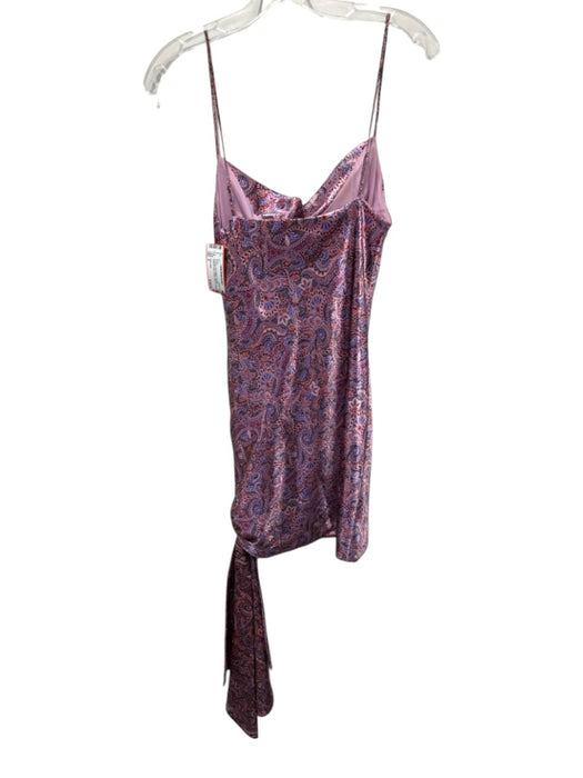 Cinq a Sept Size 4 Lavender, Red & Black Polyester Spaghetti Strap Paisley Dress Lavender, Red & Black / 4