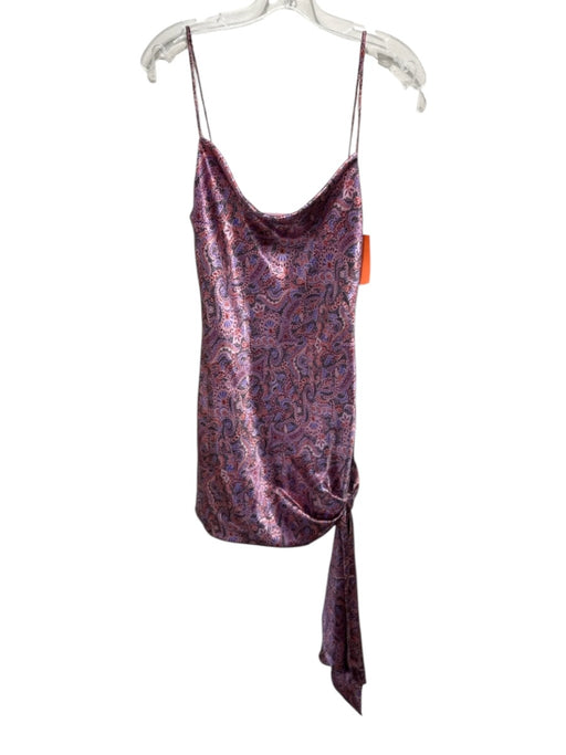 Cinq a Sept Size 4 Lavender, Red & Black Polyester Spaghetti Strap Paisley Dress Lavender, Red & Black / 4