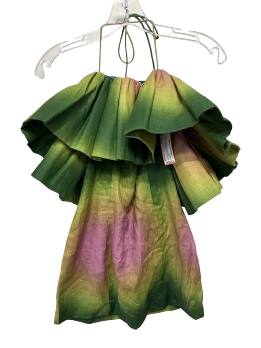 The Wolf Gang Size Small Green & Pink Linen & Cotton Off Shoulder Tie Dye Dress Green & Pink / Small