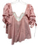 Caroline Constas Size XS Orange & White Cotton Vertical Pinstripe 1/2 sleeve Top Orange & White / XS