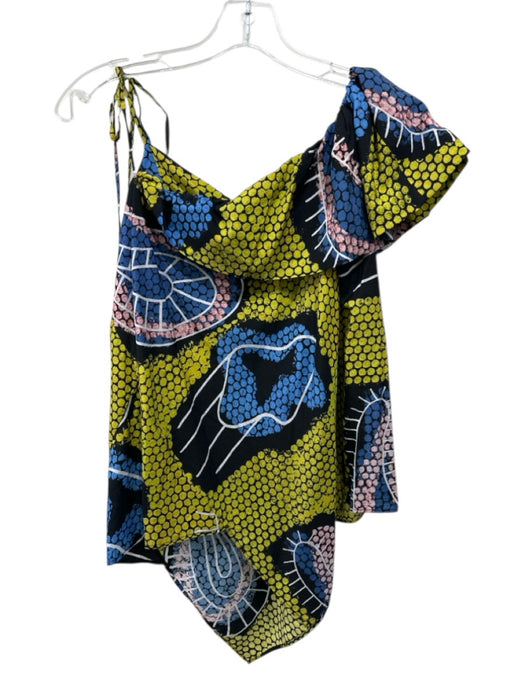 Christian Wijnants Size 36 / Small Black, Yellow & Blue Silk Blend Top Black, Yellow & Blue / 36 / Small