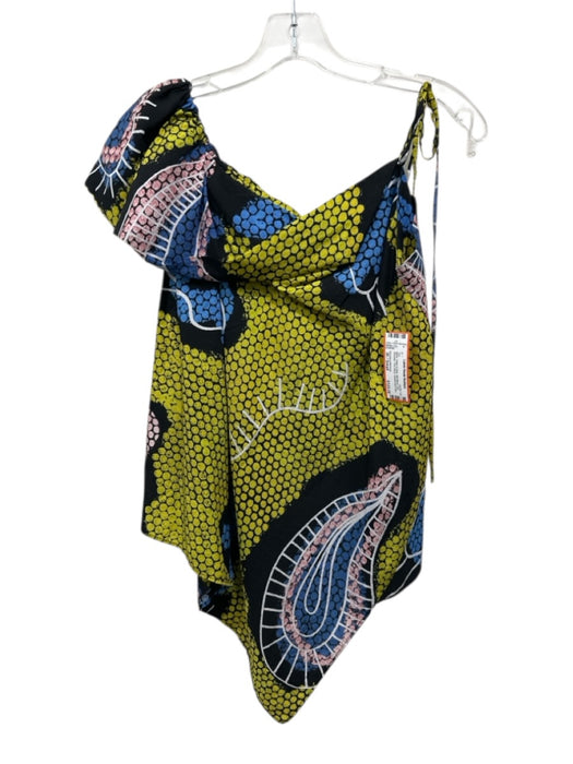 Christian Wijnants Size 36 / Small Black, Yellow & Blue Silk Blend Top Black, Yellow & Blue / 36 / Small