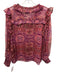 Misa Size M Purple, Red & Black Polyester Long Balloon Sleeve Abstract Print Top Purple, Red & Black / M