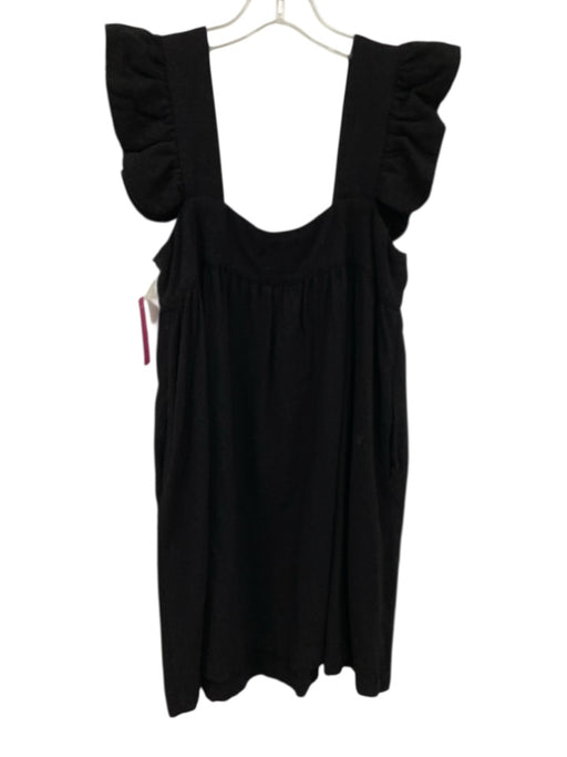 Pomander Place Size XS Black Cotton Square Neck Cap Sleeve Dress Black / XS