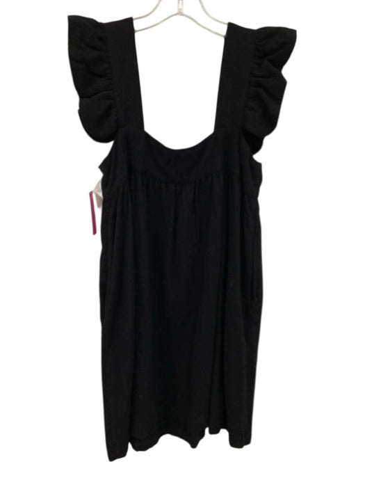 Pomander Place Size XS Black Cotton Square Neck Cap Sleeve Dress Black / XS