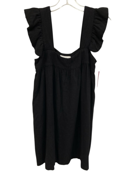 Pomander Place Size XS Black Cotton Square Neck Cap Sleeve Dress Black / XS