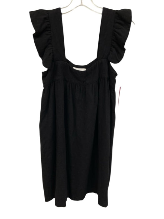Pomander Place Size XS Black Cotton Square Neck Cap Sleeve Dress Black / XS