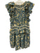 Ulla Johnson Size 6 Blue, Cream, Yellow Cotton Back Zip Abstact Heel Dress Blue, Cream, Yellow / 6