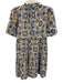 Tuckernuck Size XS Beige, Blue, Brown Cotton V Neck Abstract Floral Dress Beige, Blue, Brown / XS