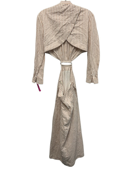 Jonathan Simkhai Size 4 Tan & White Print Cotton Open Back Stripe SHW Dress Tan & White Print / 4