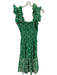 Ro's Garden Size XS Green & White Print Cotton Smocked Floral Sleeveless Dress Green & White Print / XS