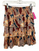 By Anthropologie Size XS Burgundy, Orange, Navy Polyester Smocked Tiered Skirt Burgundy, Orange, Navy / XS