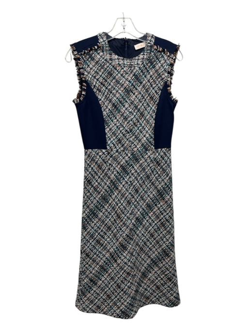 Tory Burch Size 2 Blue & Multi Acrylic, Polyester, Wool Sleeveless tweed Dress Blue & Multi / 2