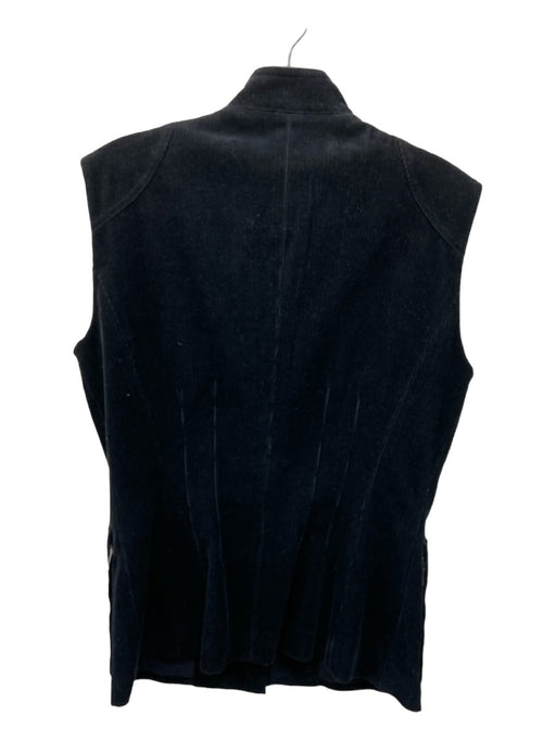 Elie Tahari Size Small Black Cotton Zip Front Corduroy Zip Pocket Vest Black / Small